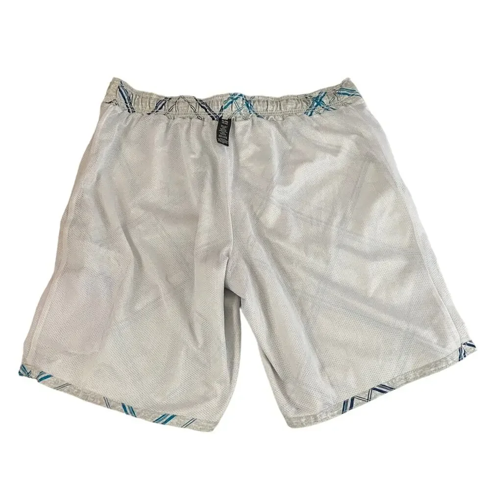 OP Ocean Pacific Swim Trunks Gray Teal Plaid Board Shorts Mens XL 40 42 Surf